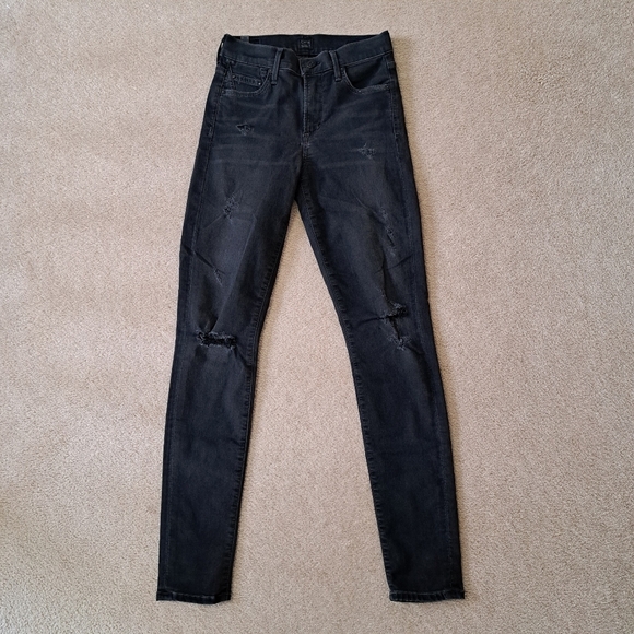 Citizens of Humanity Jeans Womens 24 Black Grey Rocket High Rise Skinny - Picture 1 of 15